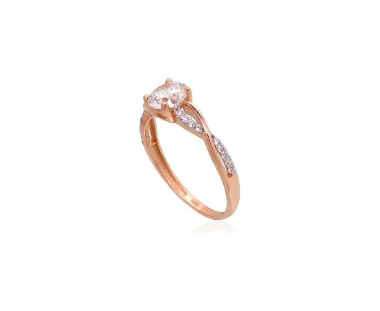 Золотое кольцо #1100911(Au-R+PRh-W)_CZ, Красное Золото 585°, родий (покрытие), Цирконы, Размер: 17.5, 1.78 гр.