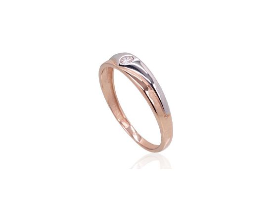Золотое кольцо #1100909(Au-R+PRh-W)_CZ, Красное Золото 585°, родий (покрытие), Цирконы, Размер: 17, 1.2 гр.