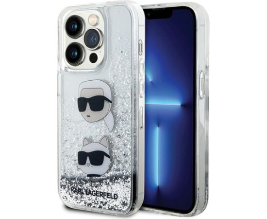 Karl Lagerfeld KLHCP14LLDHKCNS iPhone 14 Pro 6.1" srebrny|silver hardcase Liquid Glitter Karl & Choupette Heads