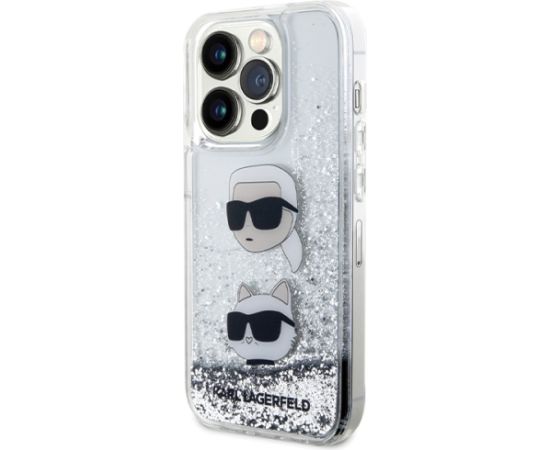 Karl Lagerfeld KLHCP14LLDHKCNS iPhone 14 Pro 6.1" srebrny|silver hardcase Liquid Glitter Karl & Choupette Heads