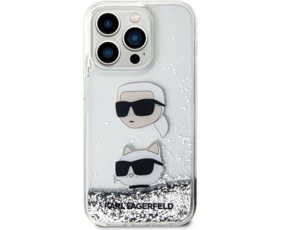 Karl Lagerfeld KLHCP14LLDHKCNS iPhone 14 Pro 6.1" srebrny|silver hardcase Liquid Glitter Karl & Choupette Heads