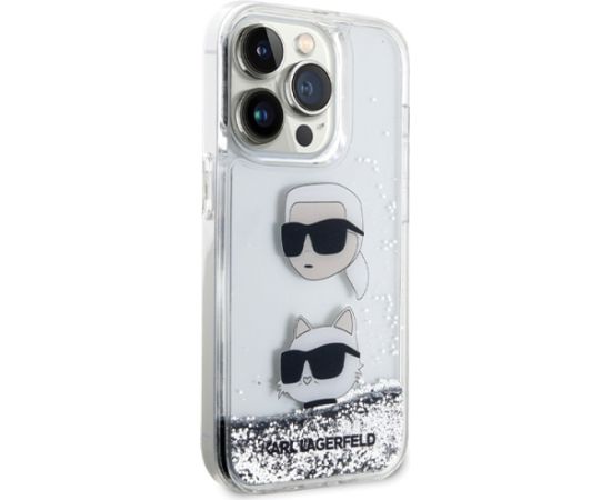 Karl Lagerfeld KLHCP14LLDHKCNS iPhone 14 Pro 6.1" srebrny|silver hardcase Liquid Glitter Karl & Choupette Heads