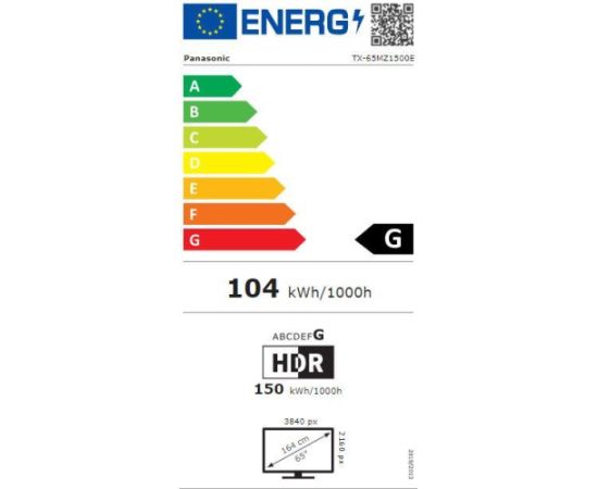 TV Set PANASONIC 65" OLED/4K/Smart 3840x2160 Wireless LAN Bluetooth TX-65MZ1500E