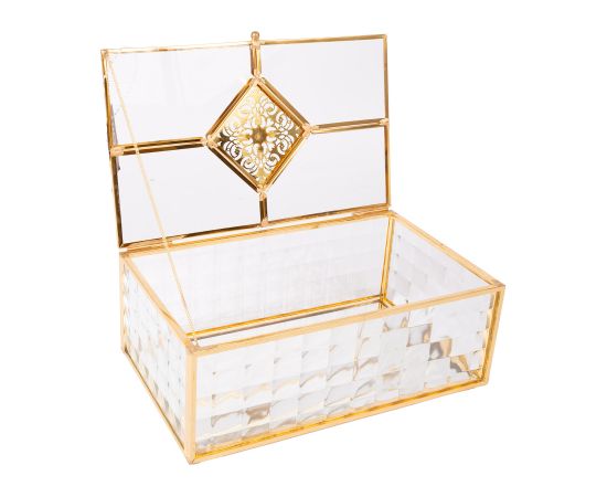 Glass box BERYL 20x12xH7,5cm, golden