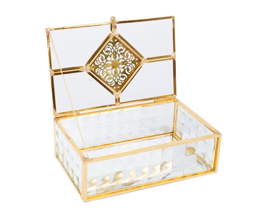 Glass box BERYL 16x10xH5,5cm, golden