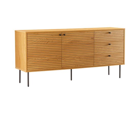 Sideboard LINE 150x40xH74cm, melamine with oak bark