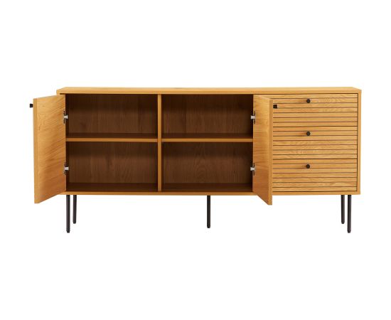 Sideboard LINE 150x40xH74cm, melamine with oak bark