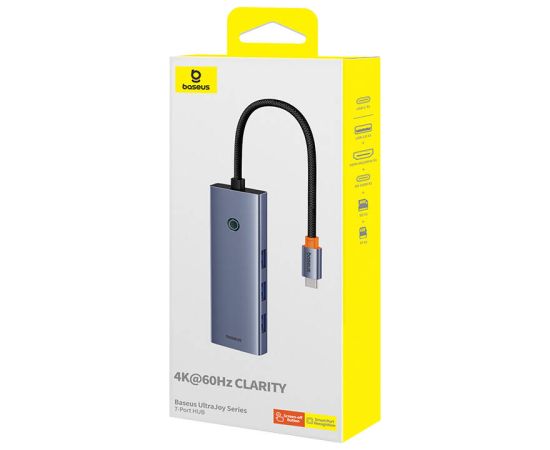 Hub 7in1 Baseus UltraJoy, USB-C - HDMI, 3xUSB 3.0, PD, SD/TF (grey)