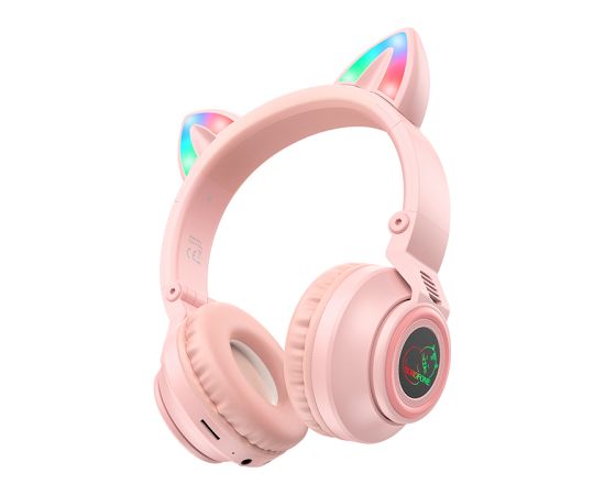 OEM Наушники Borofone BO18 Cat Ear bluetooth розовый