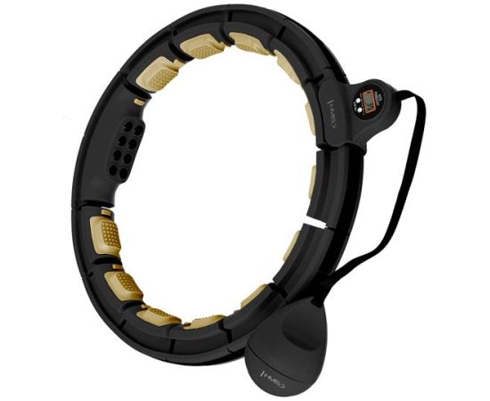 Vingrošanas riņķis HHM13 HULA HOOP BLACK/GOLD MAGNETIC WITH WEIGHT + COUNTER HMS