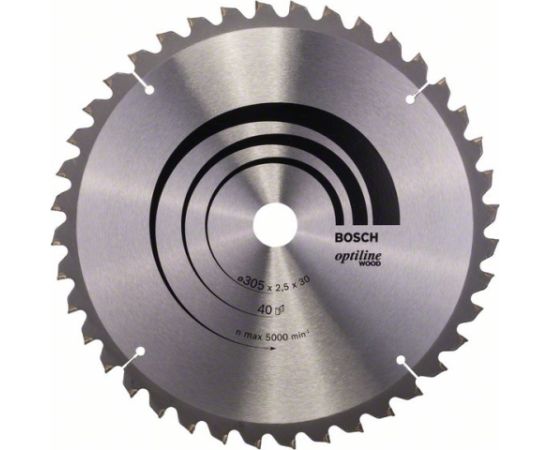 Griešanas disks kokam Bosch OPTILINE WOOD; 305x2,5x30,0 mm; Z40; 10°