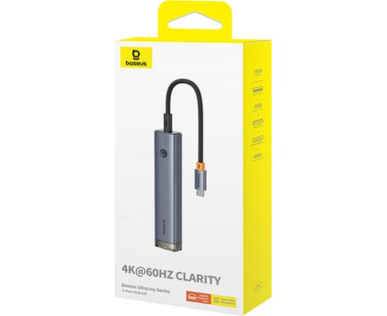 5-Port HUB AIR Baseus UltraJoy Series Type-C - HDMI, USB3.0x2, PD, RJ45 (grey)