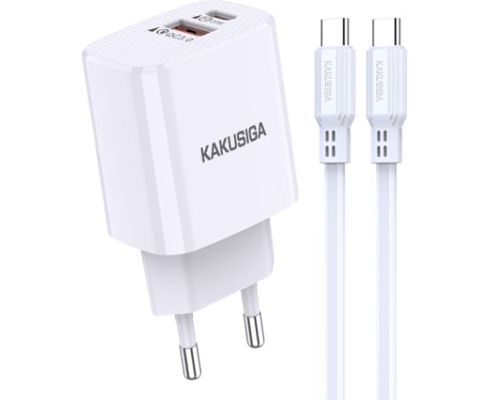 Зарядное устройство KAKUSIGA KSC-925 | 18 Вт | 3A + кабель USB-C 1 м белый