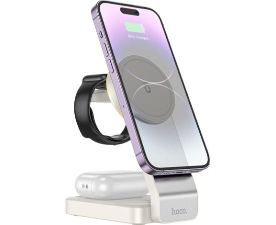 Wireless charger Hoco CQ3 3-in-1 white