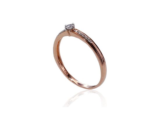 Золотое кольцо #1100409(Au-R+PRh-W)_DI, Красное Золото 585°, родий (покрытие), Бриллианты (0,109Ct), Размер: 17, 1.27 гр.