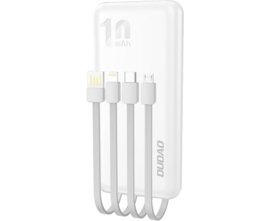 Dudao K6Pro Universal 10000mAh Power Bank with USB Cable, USB Type C, Lightning white (K6Pro-white)