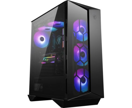 MSI MPG GUNGNIR 110R Mid Tower Gaming Computer Case Black, USB 3.2 Gen2 Type C, 4x 120mm ARGB Fan, Mystic Light Sync, 1 to 6 ARGB Control board, 2x Tempered Glass Panels, ATX, mATX, mini-ITX