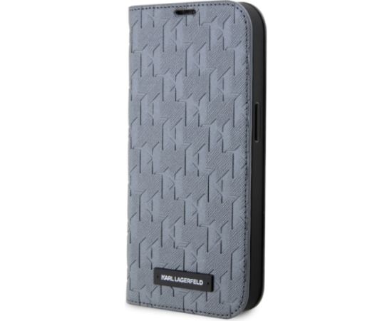 Karl Lagerfeld KLBKP14SSAKLHPG iPhone 14 6.1" bookcase srebrny|silver Saffiano Monogram