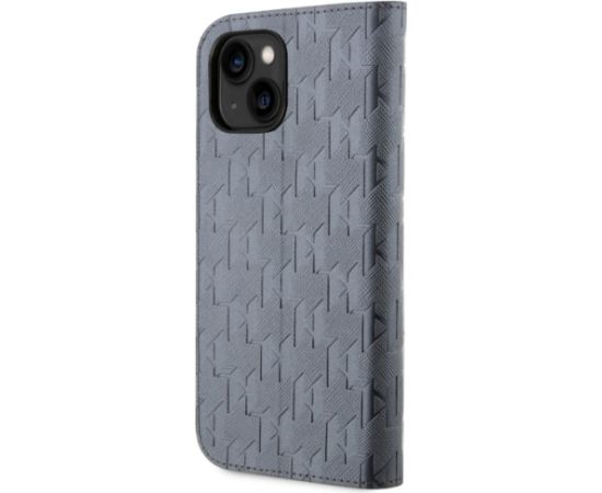 Karl Lagerfeld KLBKP14SSAKLHPG iPhone 14 6.1" bookcase srebrny|silver Saffiano Monogram