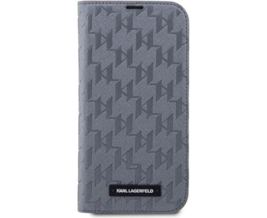 Karl Lagerfeld KLBKP14SSAKLHPG iPhone 14 6.1" bookcase srebrny|silver Saffiano Monogram