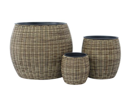 Planter WICKER D30xH30cm, light brown