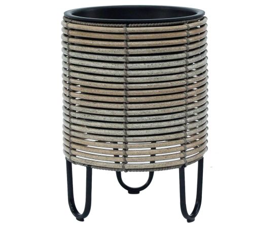 Planter WICKER D25xH35cm, beige-grey