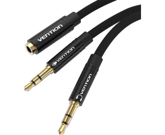 Audio cable 3.5mm female to 2x3.5mm male Vention BBLBF 1m (black)