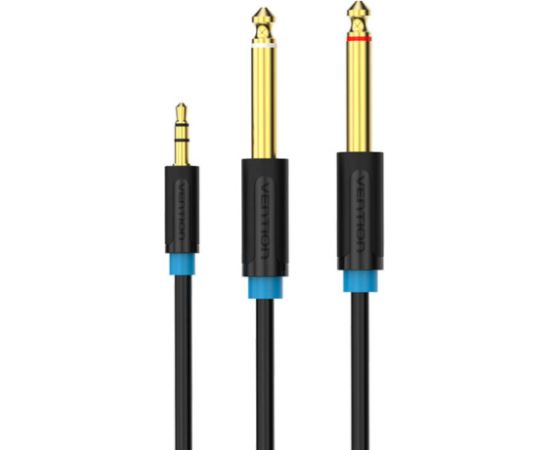 3.5mm TRS Male to 2x 6.35mm Male Audio Cable 2m Vention BACBH (black)