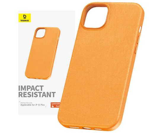 Phone Case for iPhone 15 Plus Baseus Fauxther Series (Orange)