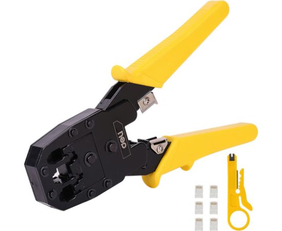 Ethernet Crimper 4/6/8P RJ45/RJ14/RJ12/RJ9 Deli Tools EDL2468 (yellow)