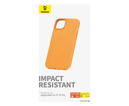 Phone Case for iPhone 15 ProMax Baseus Fauxther Series (Orange)