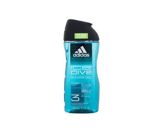 Adidas Ice Dive / Shower Gel 3-In-1 250ml New Cleaner Formula