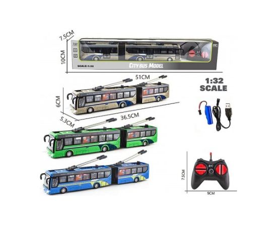 Adar Radio vadāmāis trolejbuss (4 funkcijas, gaisma) ar akkum. USB uzlade 36,5 cm 579248