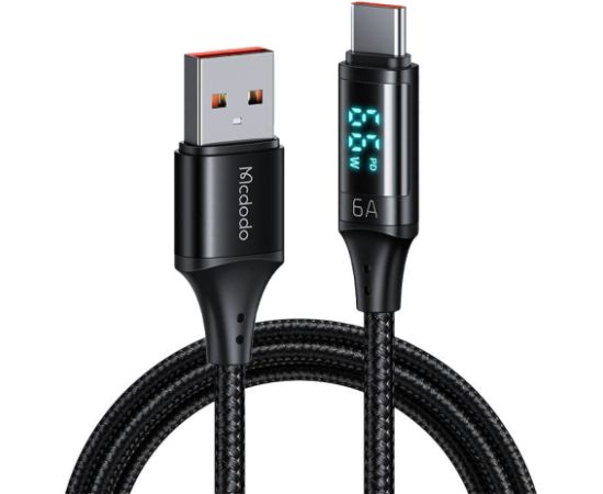 Cable USB to USB-C Mcdodo CA-1080 with display , 66W, 6A, 1.2m (black)