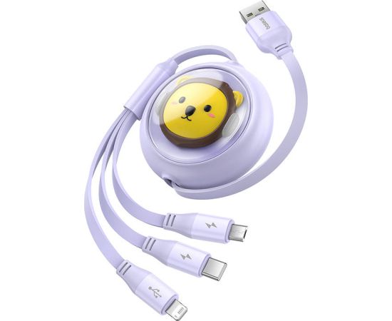 Charging Cable 3w1 Baseus USB to USB-C, USB-M, Lightning 3,5A, 1,1m (purple)