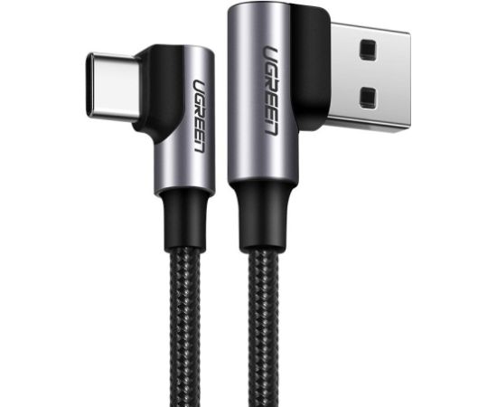 Ugreen USB - USB Typ C leņķveida kabelis Quick Charge 3.0 QC3.0 3 A 2 m pelēks (US176 20857)