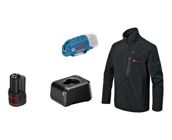 Bosch Heat+Jacket GHJ 12+18V kit size 3XL, work clothing (black, incl. charging adapter GAA 12V-21, 1x 12-volt battery)