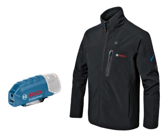 Bosch Heat+Jacket GHJ 12+18V kit size 3XL, work clothing (black, incl. charging adapter GAA 12V-21, 1x 12-volt battery)