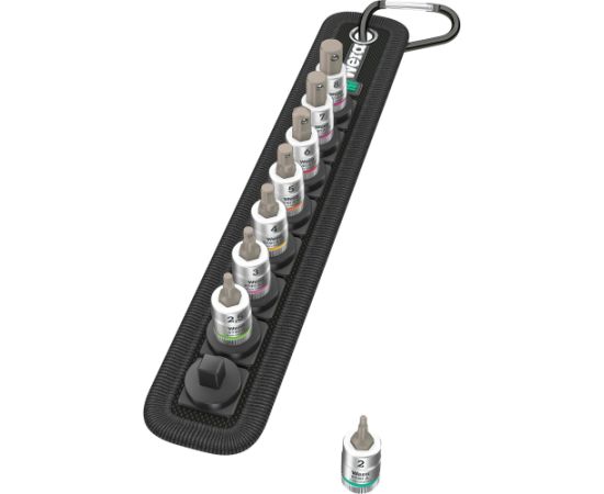 Wera Belt B Imperial 1 Zyklop bit nut set, hexagon socket, socket wrench (black, 9 pieces, 3/8, with holding function)