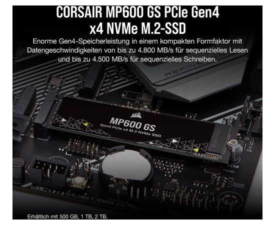 Corsair MP600 GS 1 TB, SSD (black, PCIe 4.0 x4, NVMe 1.4, M.2 2280)