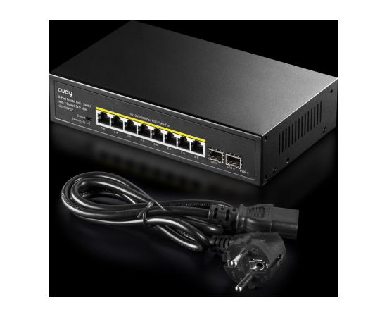 Cudy GS1008PS2 network switch Unmanaged Gigabit Ethernet (10/100/1000) Power over Ethernet (PoE) Black