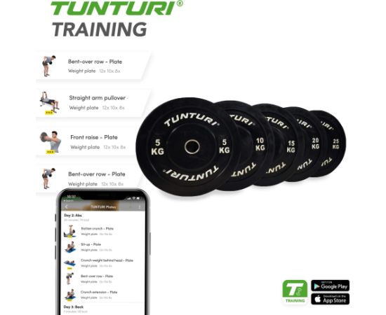 "Tunturi Bumper Plate" 20 kg melna