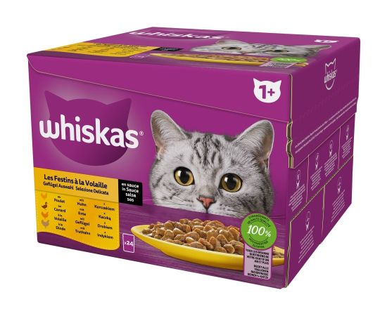 WHISKAS Poultry Feast  - wet cat food - 24x85 g