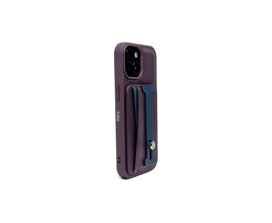 iLike iPhone 14 LEATHER POCKET STAND COVER Apple Purple