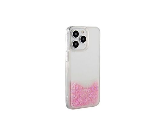 iLike iPhone 15 Pro Max Silicone Case Water Glitter Apple Pink