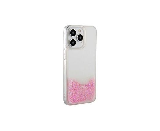 iLike iPhone 15 Pro Silicone Case Water Glitter Apple Pink