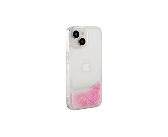 iLike iPhone 15 Silicone Case Water Glitter Apple Pink