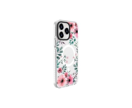 Evelatus iPhone 15 Pro Max PC+TPU With MagSafe Customized Print Flower Apple Transparent