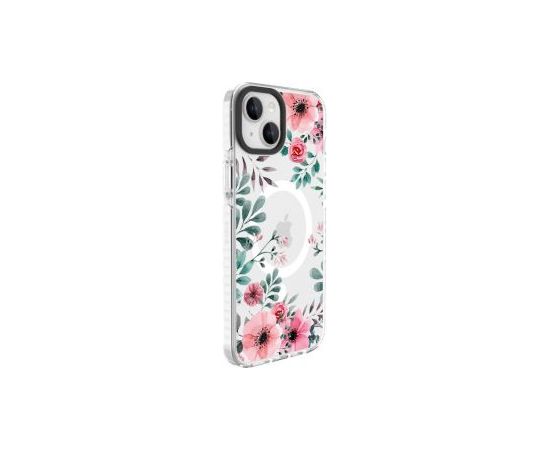 Evelatus iPhone 15 PC+TPU With MagSafe Customized Print Flower Apple Transparent