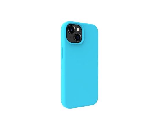 Evelatus iPhone 15 Plus Premium Soft Touch Silicone Case Cyan Apple Blue